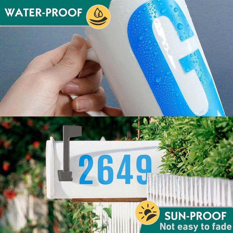 Seloom 13 Sheets Alphabet Stickers,4 Inch Large Vinyl Letter Number Stickers Self Adhesive,Waterproof Numbers Alphabet Letters Labels for DIY Crafts,Mailbox,Notebook,Door,Water Bottles,Car(Blue) - Image 3